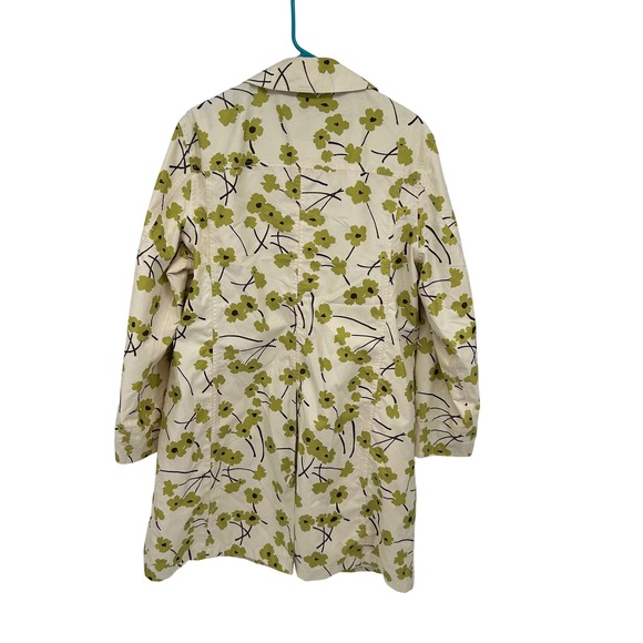 Lands‎ End Womens XL Cream Green Floral Print Lightweight Trench Coat Jacket - Picture 2 of 4